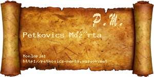 Petkovics Márta névjegykártya