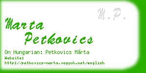 marta petkovics business card